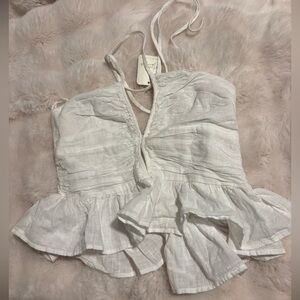 Free People White Peplum Top